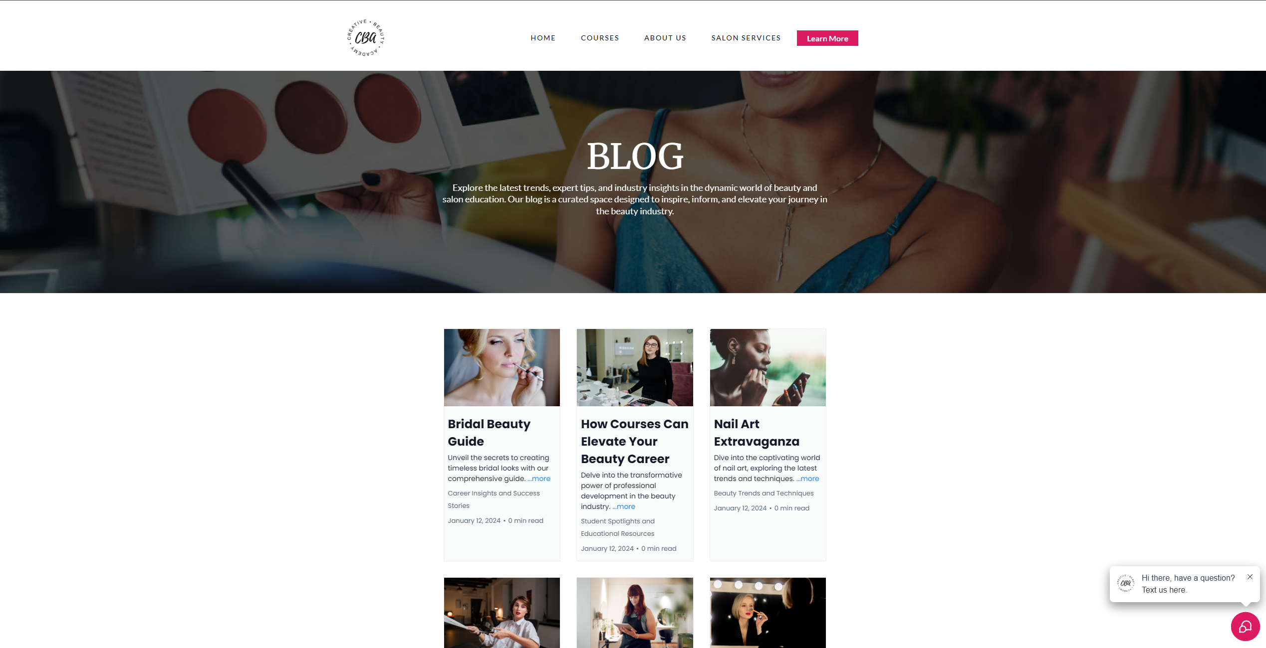 Creative Beauty Academy website example